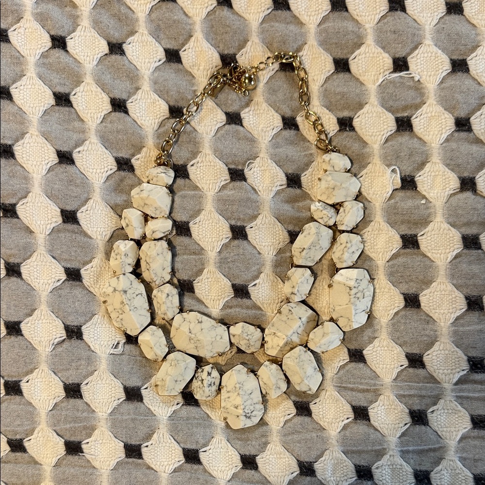 Stone Statement Necklace in Cream Marble - Women Jewelry
